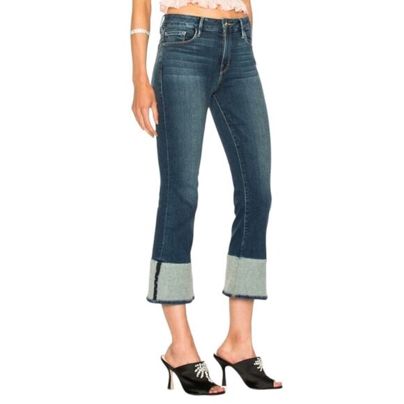 FRAME Denim Jeans Le Crop Mini Boot Reverse Overlock Cuff in Clifton - Picture 2 of 13